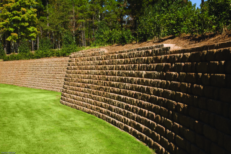 One of Chad's walls, designed and built in house. Featured in Pavestones "Atlanta" products catalog in 2011 and still featured today. The first Harvest Blend colored Highland Stone wall in the Southeast.